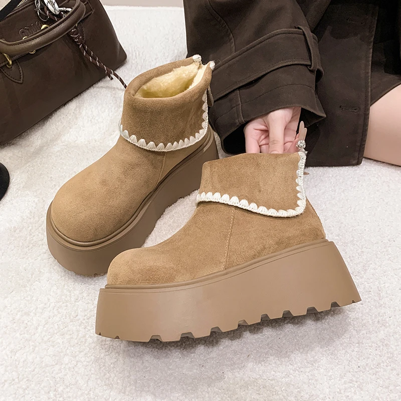 

Women Snow Boots Winter Plush Warm Cotton Shoes Outdoor Non Slip Height Increase Platform Boot Winter Boots Botas Invierno Mujer