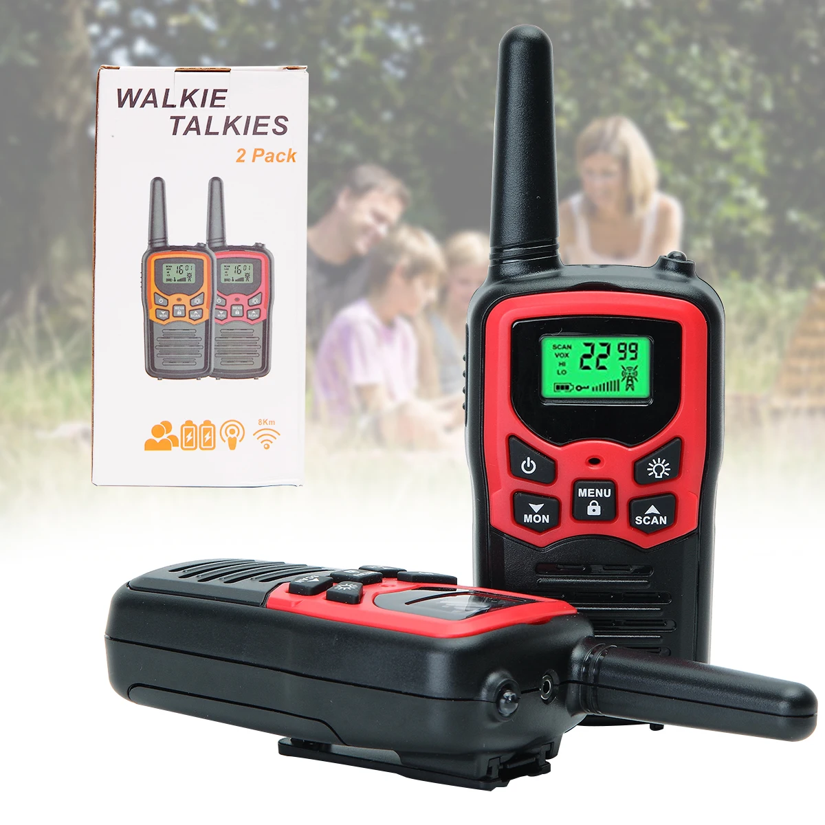 2/4 SZT. ABBREE AR-T5 Walkie Talkie Mini Małe 22 Kanały Daleki Zasięg VOX Latarka Radiotelefon Dwukierunkowy dla Dorosłych Dzieci Prezent