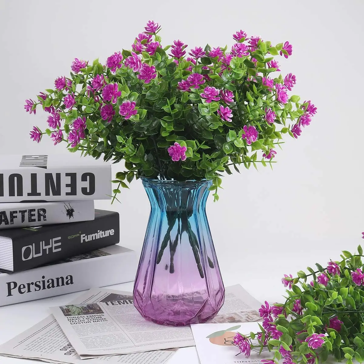 2/4 PCS Artificial Plastic Flowers Fake Eucalyptus Plant Wedding Bridal Bouquet Festival Decora Vase Home Room Bindowsill Bonsai