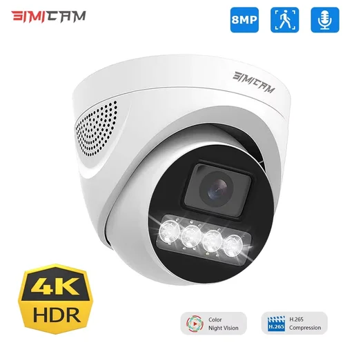 4k 8MP 5MP 4mp Poe Cámara de vigilancia IP ONVIF H.265 audio Dome HD color Night Vision 48v CCTV Cámara de Seguridad de vídeo