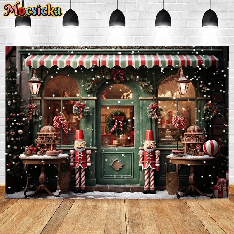 Mocsicka Christmas Toy Store Backdrop Kids Portrait Photography Props Adult Children Xmas Snow Candy House Background Studio