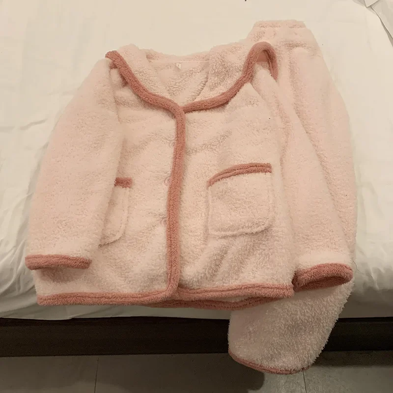 

Пижамный костюм для девочек, осенне-зимний новый бархатный утепленный домашний костюм принцессы, женский теплый милый домашний удобный мягкий комплект домашней одежды