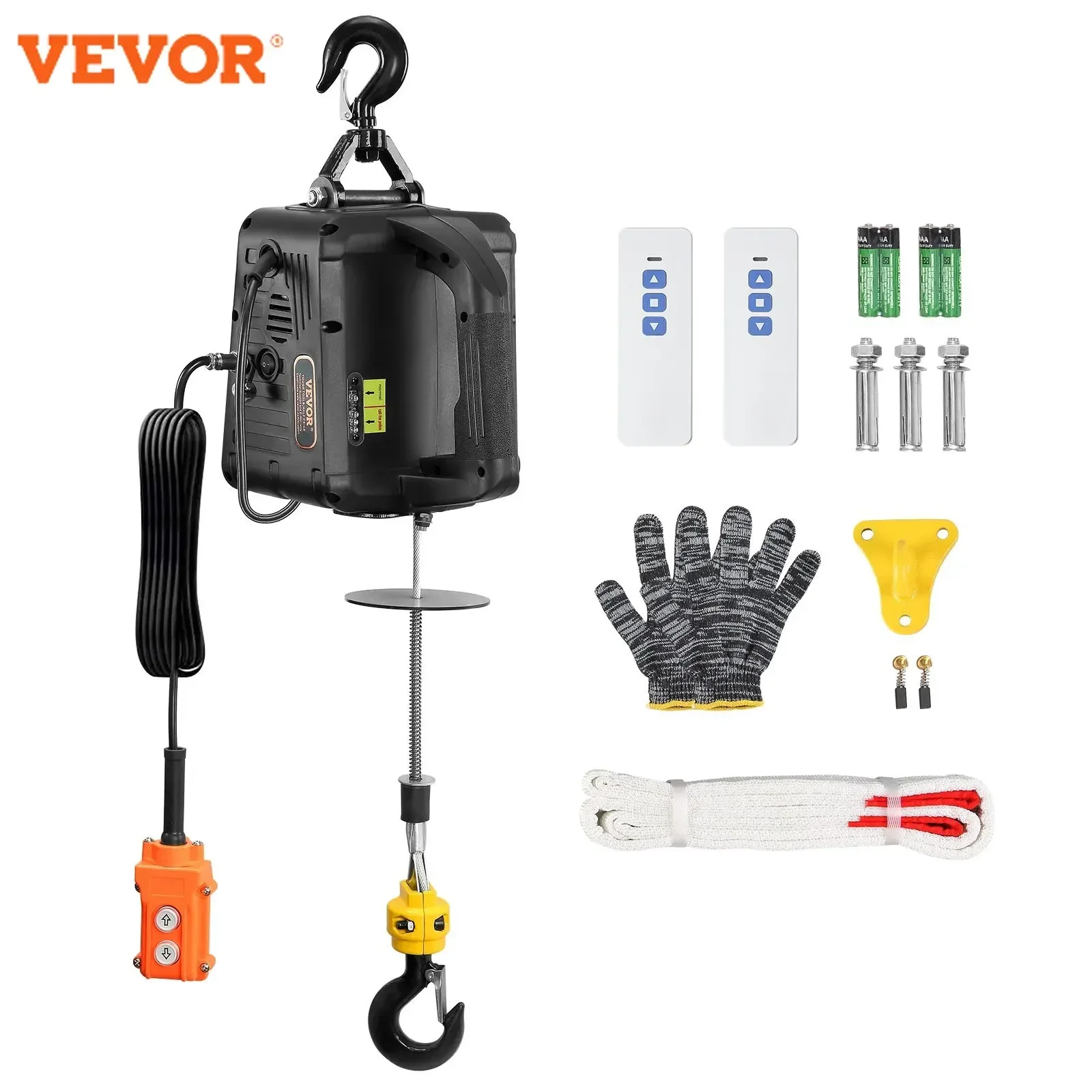 

VEVOR 1100lbs 1500W Electric Hoist Winch 3-in-1 Portable Power Winch Crane with Wireless Remote Control for Overload Protection