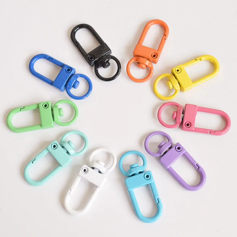 5Pcs Painted U-Shaped Swivel Snap Hooks, DIY Jewelry Accessories, Keychain Clips for Doll Bags, Handmade Crafts