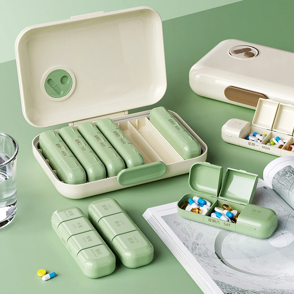 1 قطعة منظم حبوب أسبوعي 3/4X في اليوم ، صندوق حبوب 7 أيام 3/4 مرات ، محمول لعلبة حبوب السفر للحبوب/الفيتامين/زيت السمك