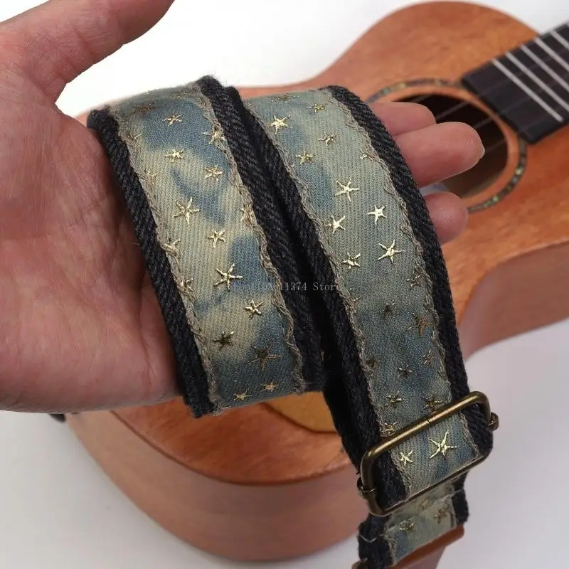  Star Embossed Ukulele Strap Adjustable Ukulele Neck Strap Guitar Shoulder Belt
