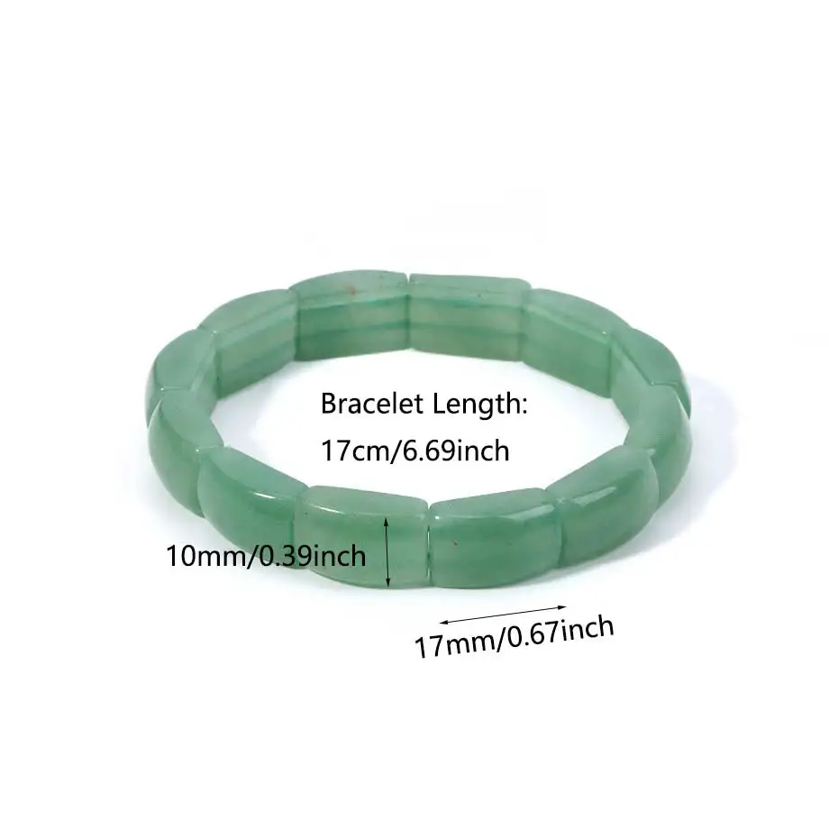 1pc Natural Stone Elastic Bracelet Vintage Handmade Charm Tiger Eye Green Aventurine Rectangle Wristband Jewelry For Women Man