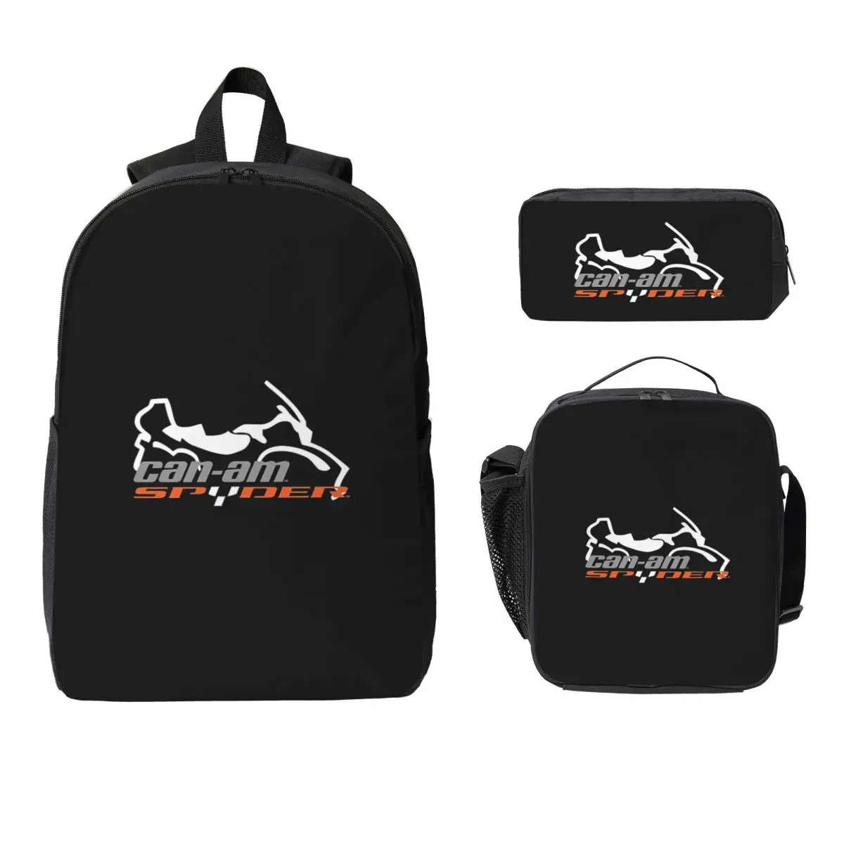 

Can-Am BRP Motorcycle Backpack Student Boys Girls BookBag School Bag Laptop Shoulder Bags 3ps Insulated Lunch Bag Pencil Case