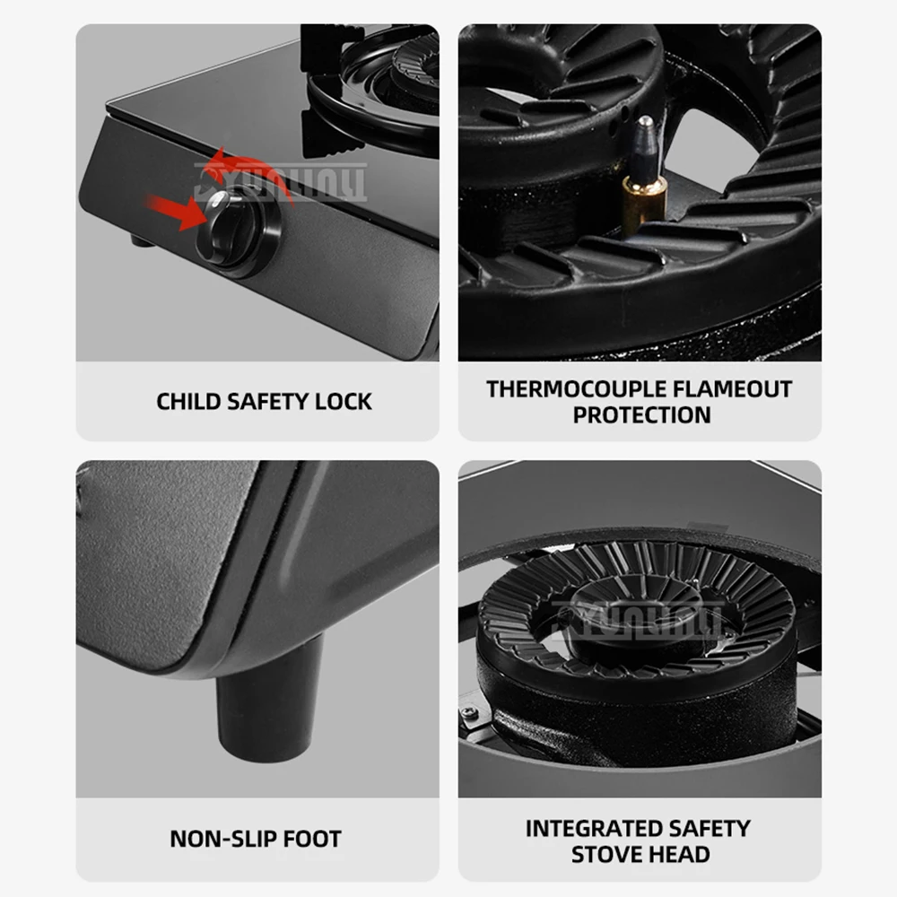 Fogão a gás portátil com queimador único, fogão a gás natural para cozinha