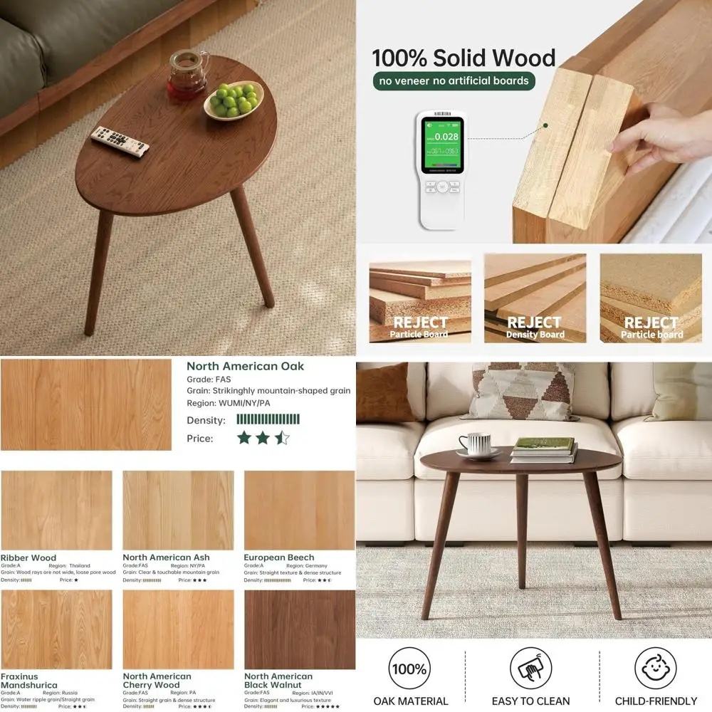 

Современный журнальный столик из дуба середины века, отделка орех 25,6, приставной столик для гостиной, минималистичный дизайн