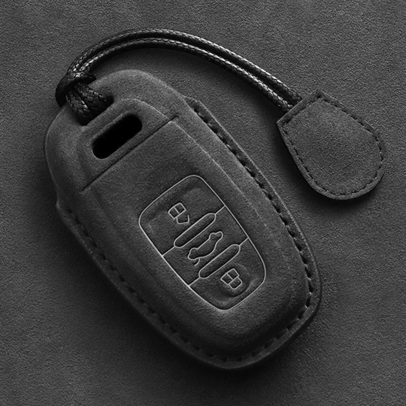 Leather Car Key Case Fob For Audi A1 A3 8V A4 B8 B9 A5 A6 C7 A7 A8 Q3 Q5 Q7 S4 S6 S7 S8 R8 TT Keychain Suede Accessories