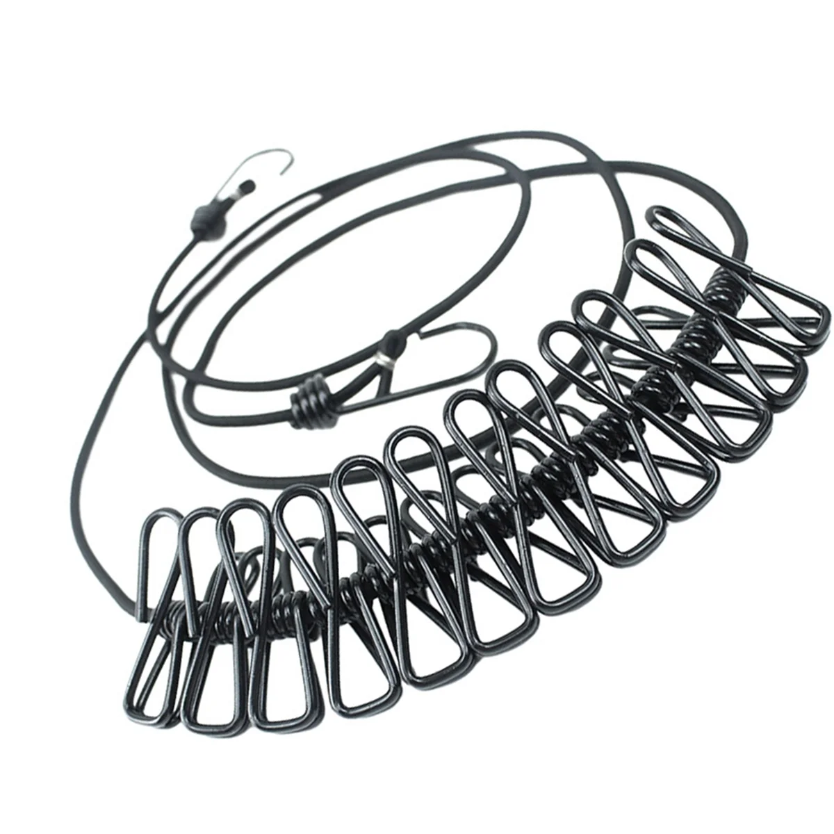 A Retractable Clothes Drying Rack Rope with 12 Clips Portable Clothesline Clothing Line for Laundry Drying Line Camping