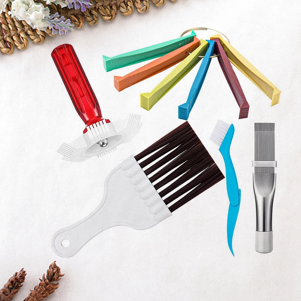 

5pcs Air Conditioner Condenser Comb Stainless Steel Air Refrigerator Fin Cleaner Portable Straightening Cleaning Tool Universal