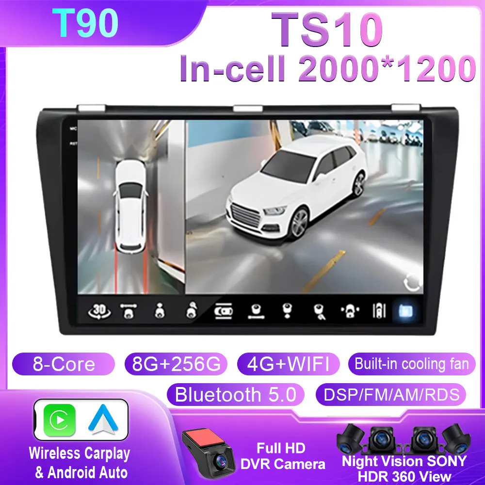 Android Draadloze Carplay Voor Mazda 3 2004 2005 2006 2007 2008 2009 Autoradio Met BOSE Multimedia Speler Stereo GPS Geen 2Din DVD - afbeelding 1