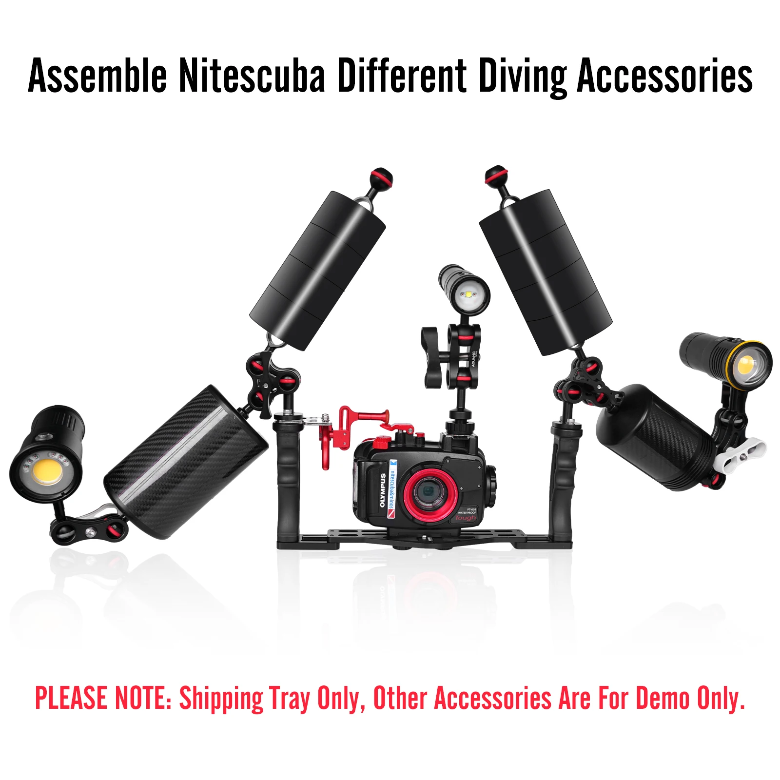 Nitescuba-underwater camera tray NS10, extendable handle grips for GoPro pt059, RX100 UW, universal soft handle