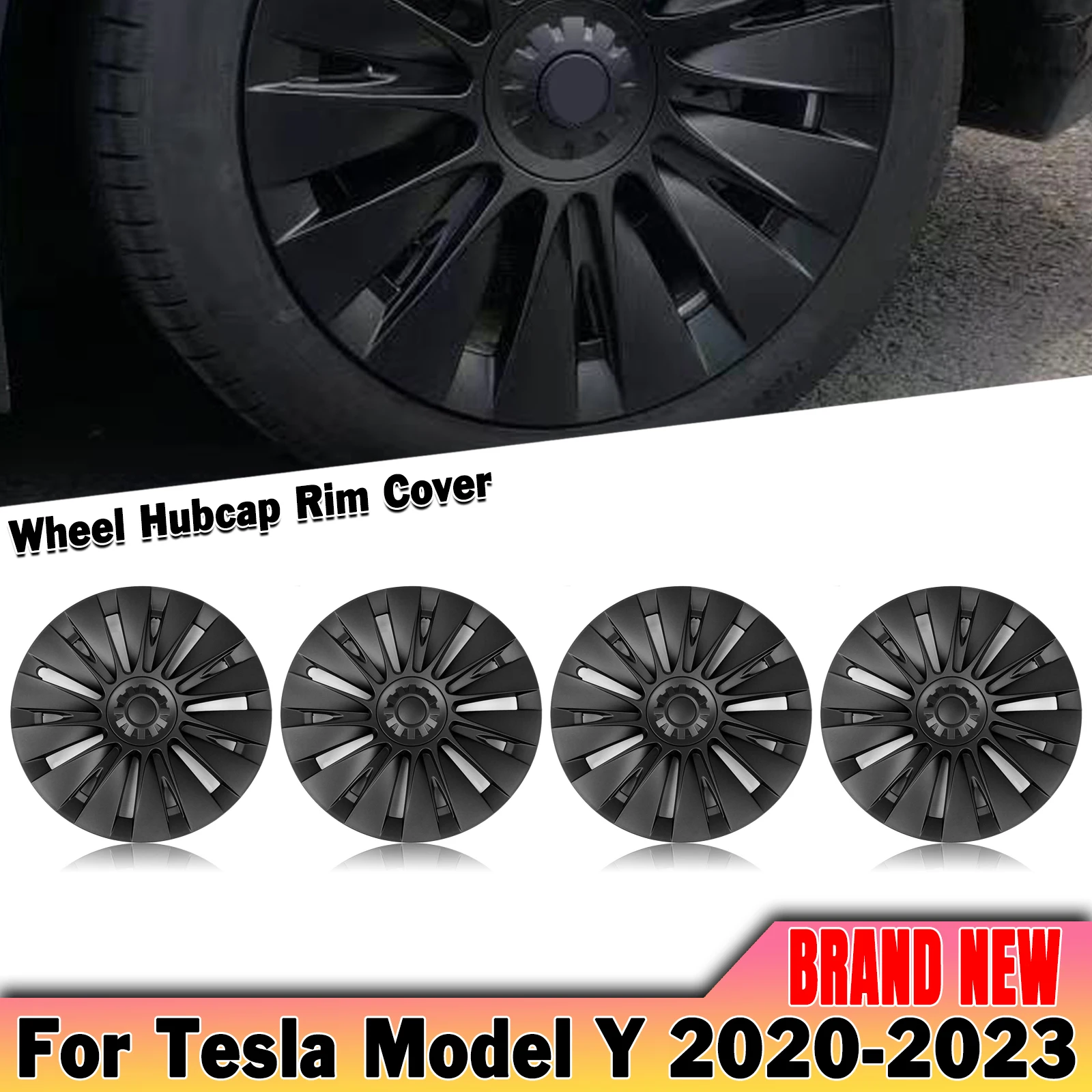 

Для Tesla Model Y 2020 2021 2022 2023 2024 4 шт./комплект 19-дюймовые колпачки для колеса, колпачки для обода, матовые черные колпачки для ступицы