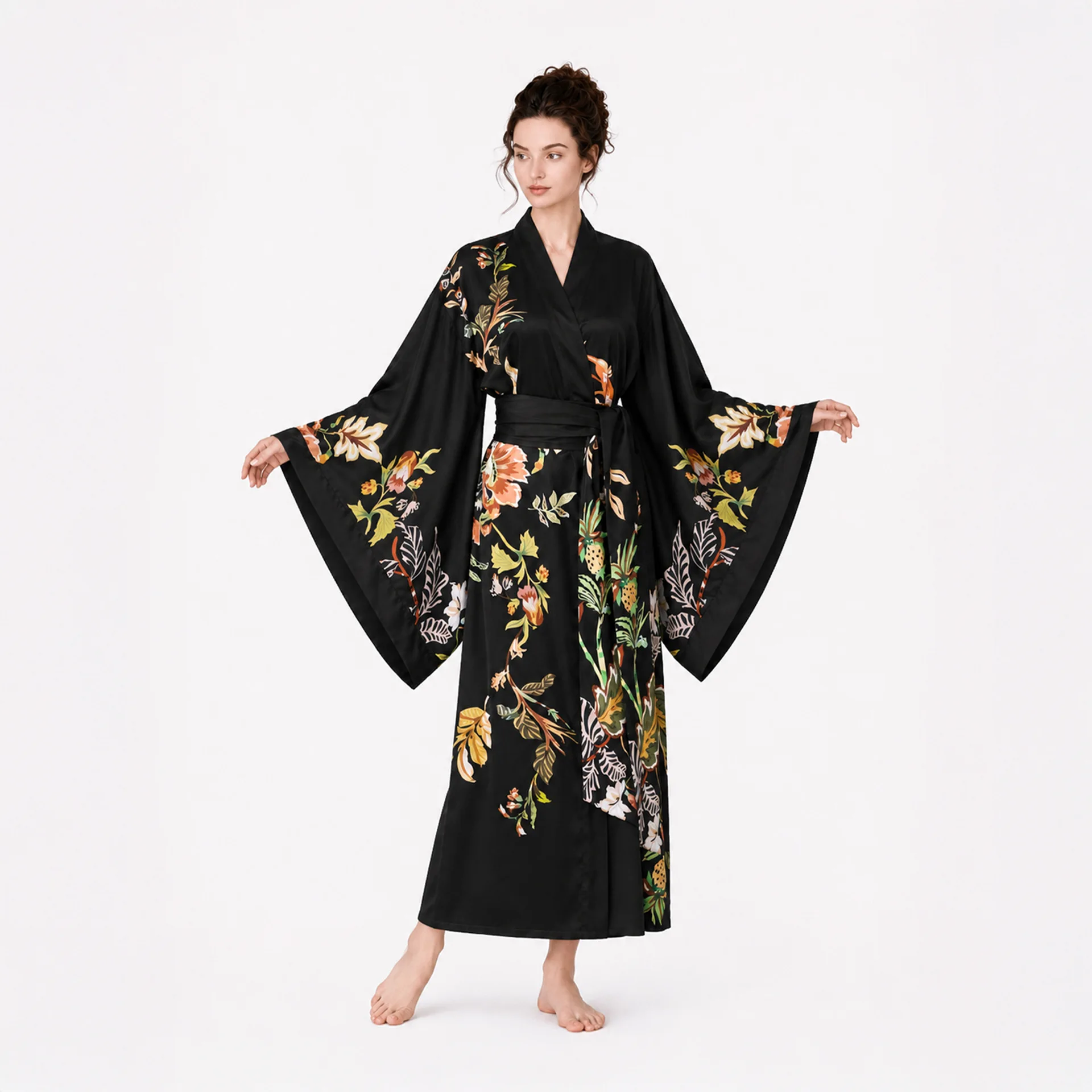 elegante-ropa-de-dormir-hanfu-para-mujer-bata-de-saten-y-chifon-con-cinturon-ancho-estampado-floral-y-de-aves-ultrafina-p