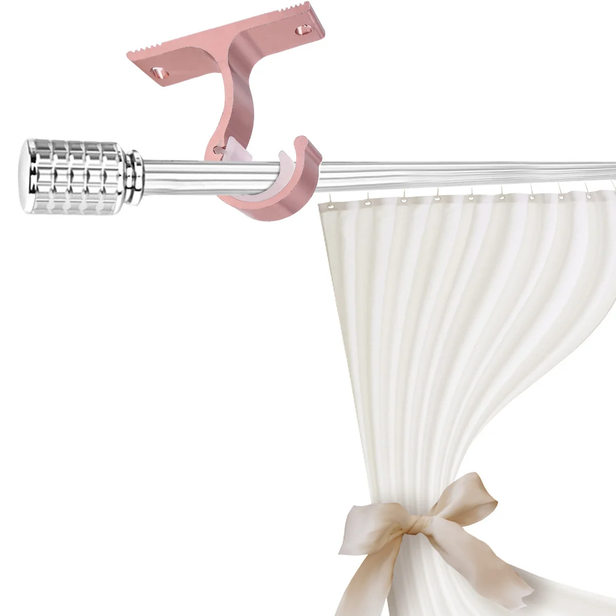 

2pcs Aluminum Alloy Curtain Bracket Rose Gold Thickened Single Mounting Heavy Duty For Curtains Blinds Double Rod Support Home