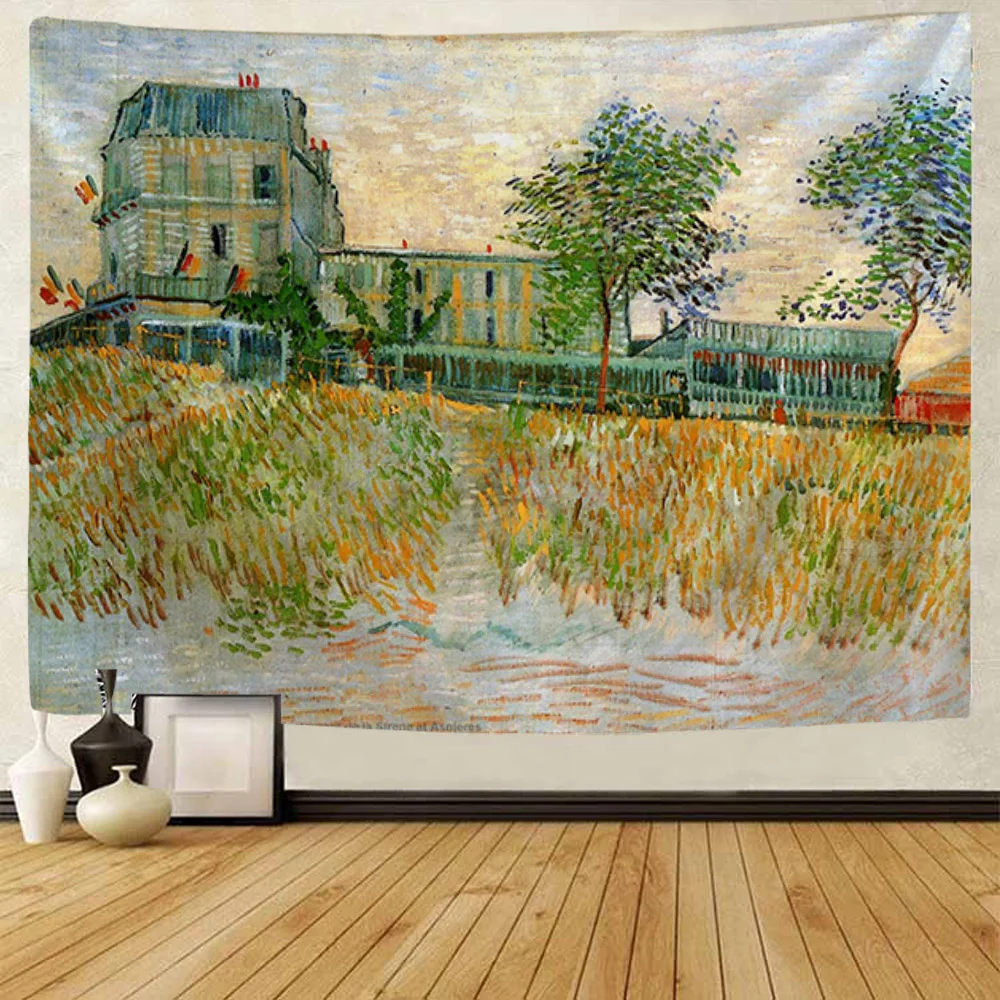 Pastoral scenery Van Gogh oil painting wall tapestry art decoration blanket curtains hanging home bedroom living room