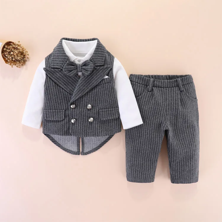 

아동 상하복 세트High Quality Bowtie Decorated Boys 3-piece Suit Set /Flower Boy Clothes/Children's Spring&Autumn Wear 3297
