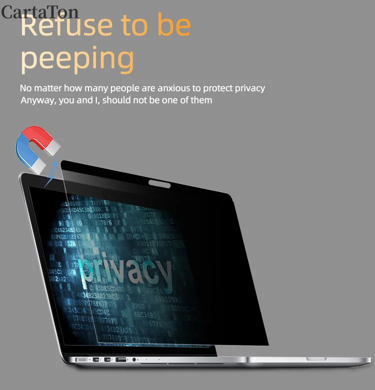 واقي شاشة الخصوصية المغناطيسي لماك بوك اير 13 M1 M2 Pro 13 M3 14 15 16 مرشح حماية الخصوصية مضاد للتجسس ومضاد للزقزقة