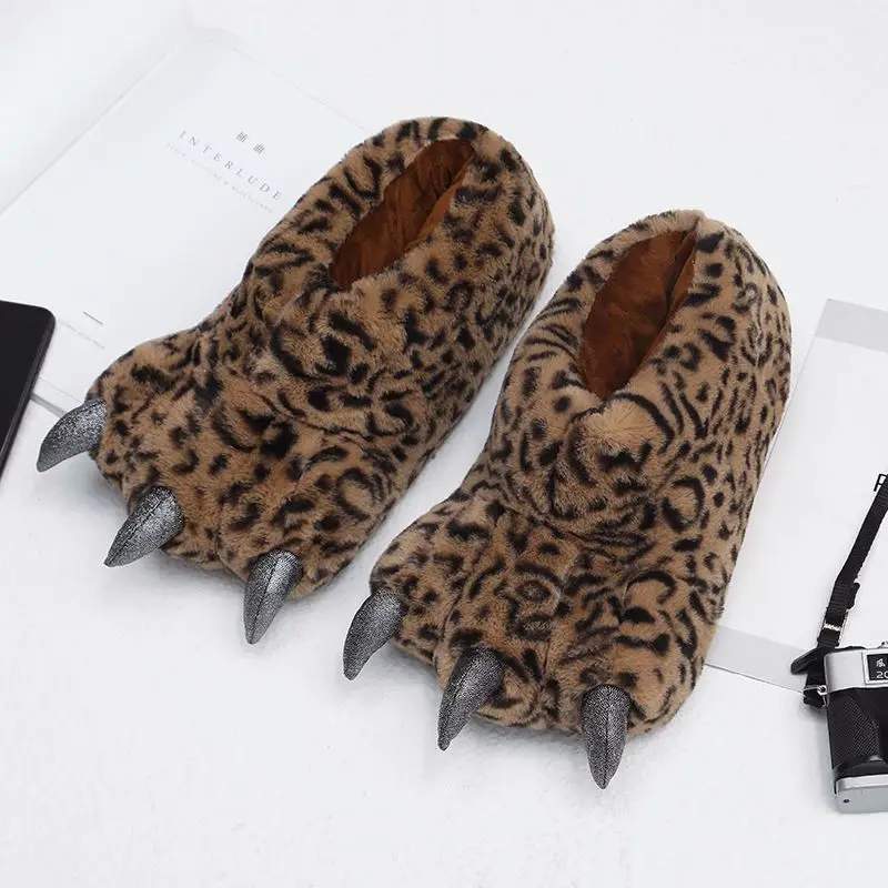 Leather Slippers Men Winter Warm Shoes Sweing Unisex Home Slippers Male Plush Indoor Slipper 2022 Fashion Man Fur Slippers Shoes