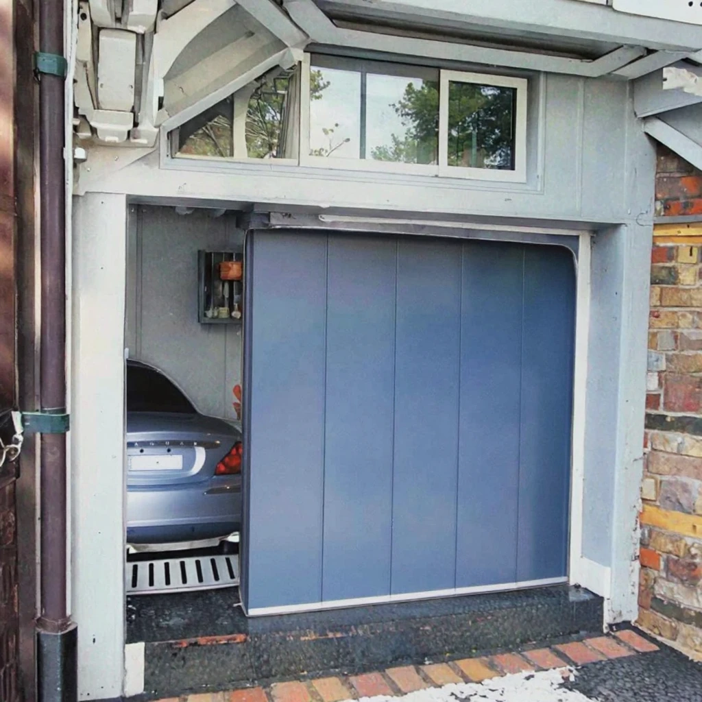 New American 16x8 Insulated Finished Steel Sectional Garage Door Modern Side Folding Sleek Villa Electric Flap Competitive