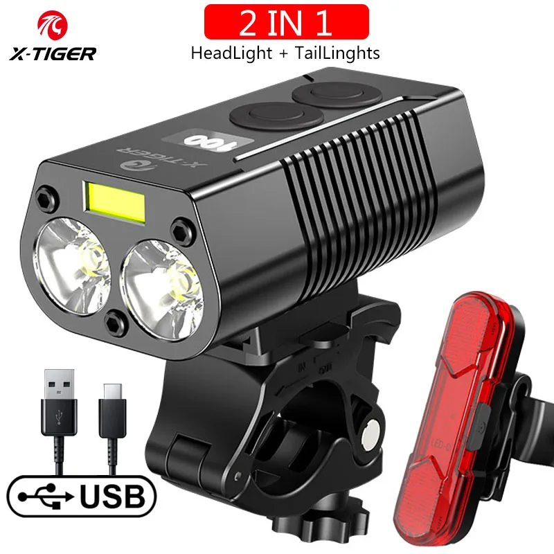 X-TIGER Bike Light Rainproof With Power Bank Rechargeable LED Lamp 4000mAh MTB Front Lamp Headlight Aluminum Bicycle Light