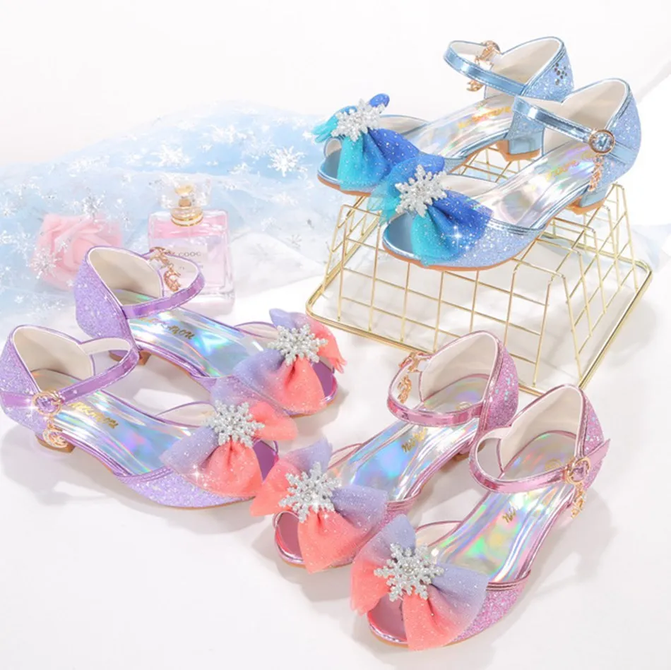 2021 Kids Princess Shoes Low Heel Fashion Summer Sandals Girls Mary Jane Shoes Children Colorful Fancy Slip on Ballerina Flats