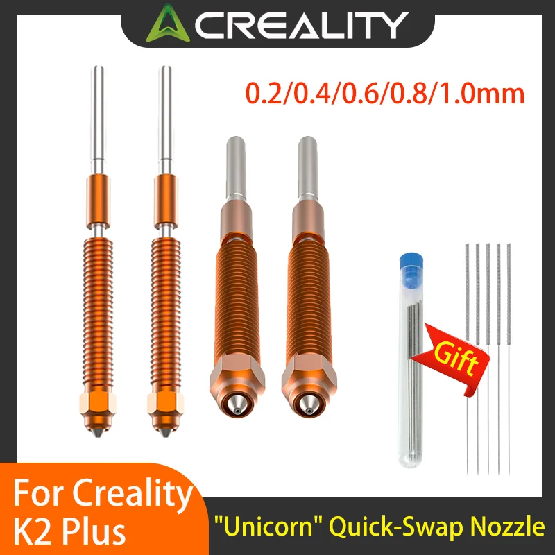 

Creality "Unicorn" K2 Plus Quick-Swap Nozzle Kit 0.2/0.4/0.6/0.8/1.0mm Titanium Alloy Heat Break High Flow for K2 Plus Nozzle