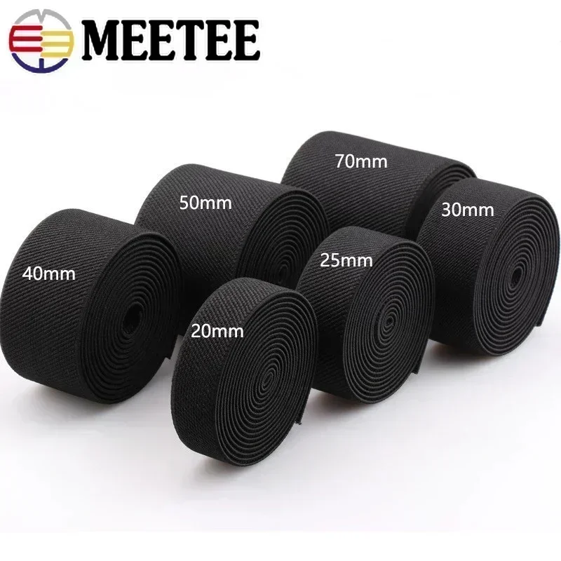 5M 10-60mm 1.5mm Thick Sewing Elastic Bands for Underwear Rubber Webbing Tapes Belt Shoes Pants Ribbons DIY Garment Accessories