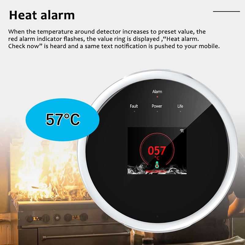 Smart Natural Gas Alarm Sensor CO Carbon Monoxide Poisoning Smoke Gas Monitoring For Fire Security Detector APP Control For Home