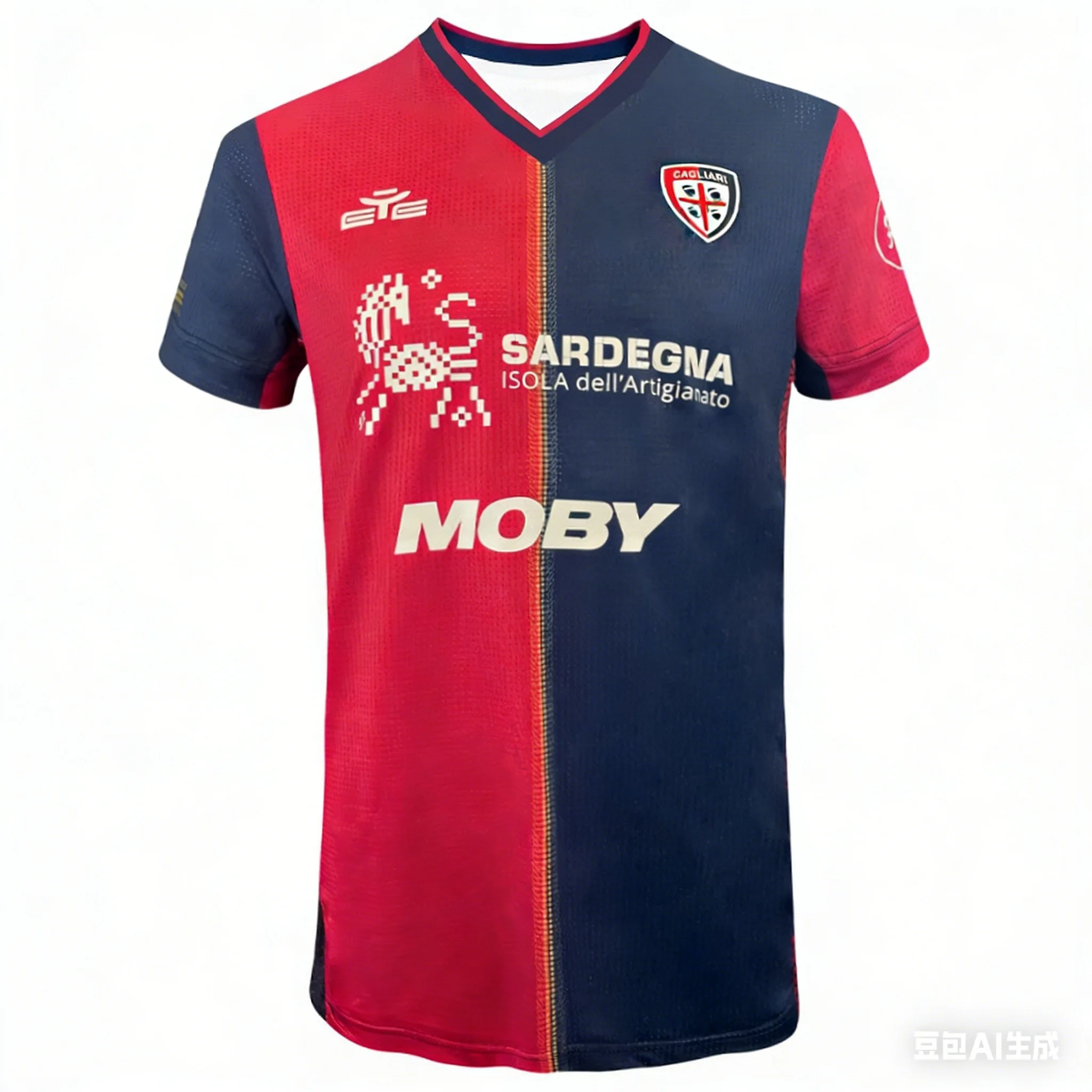 Camisa de Futebol Cagliari Calcio Terceiro Uniforme 25/26 Verão Masculina Feminina Esportiva Confortável Respirável Camiseta Esportiva Oversized Moda 3D Y2K
