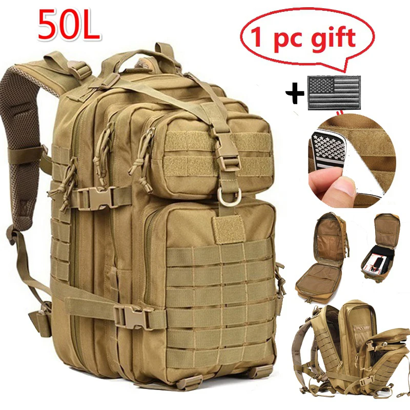 30L/50L 600D Nylon Waterproof Military Backpack Men Outdoor Army Rucksacks Tactical Sports Camping Trekking Fishing Hunting Bag