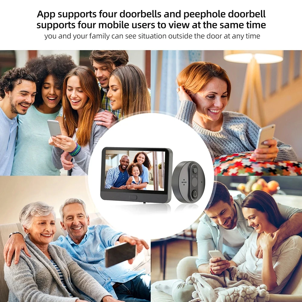 Wifi 2MP Digital Door Viewer 1080p Video Eye Peephole Camera 4.3-Inch Screen Doorbell Smart Life Tuya Video Intercom for Home