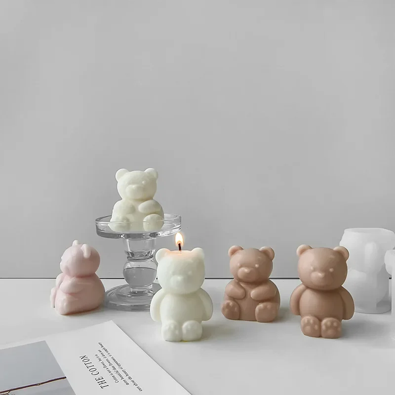 3D Bear Candle Silicone Molds Ice Cube Trays Mold Silicone Animal Mold Soap Candle Mold Ice Cube for DIY Handmade Supplies