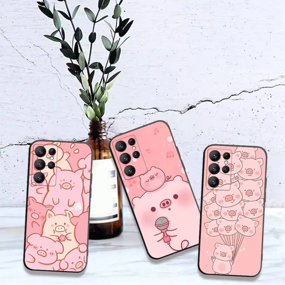 Cartoon The Little Lulu Piggy Phone Case For Samsung S 24 Fe 25 Ultra Plus 20 Lite 21 30 22 23 24 22 Ultra 5G Fundas