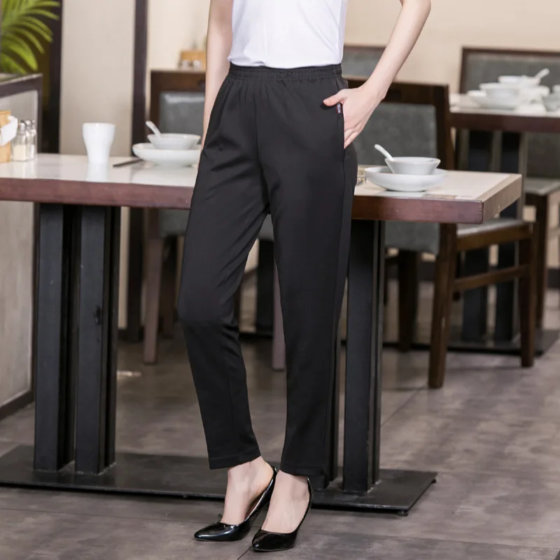c779-waist-working-women's-pants-new-black-professional-small-leg-straight-tube-waiter-work-pants-work-clothes-plus-size