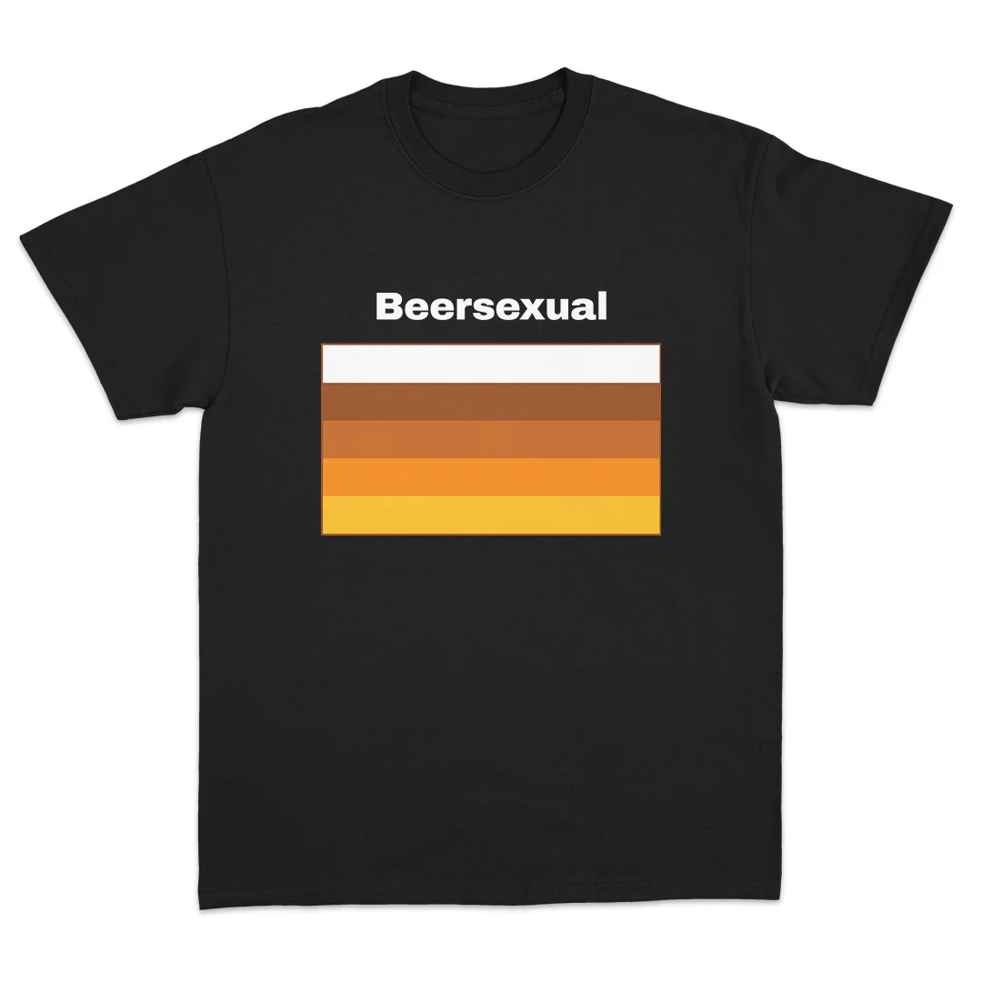 Camiseta Beersexual com Estampa de Bandeira para Homens e Mulheres, Presente Engraçado para Amantes de Cerveja, Camiseta Gráfica de Manga Curta, Estil