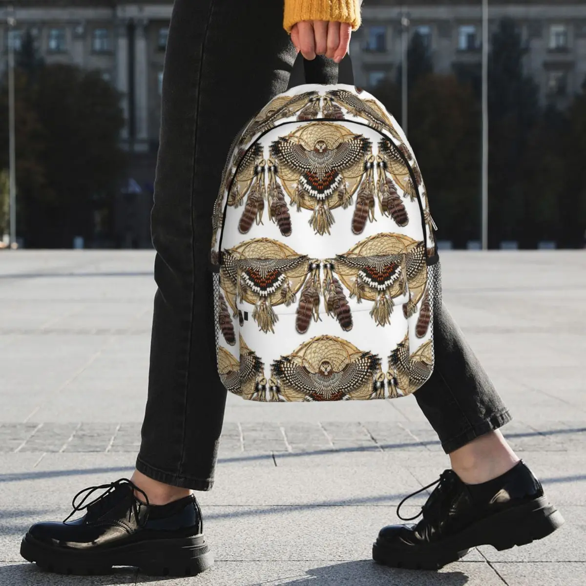 Red-Tail Hawk Dreamcatcher Mandala Backpack Student BookBag Boys Girls School Bag Computer Shoulder Bags