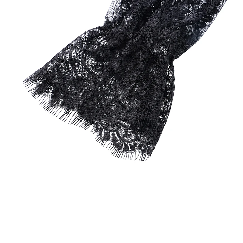 Vestido feminino estilo gótico, cor sólida, renda, costura, decote em v, manga longa, festa, roupa de balada para mulheres y2k