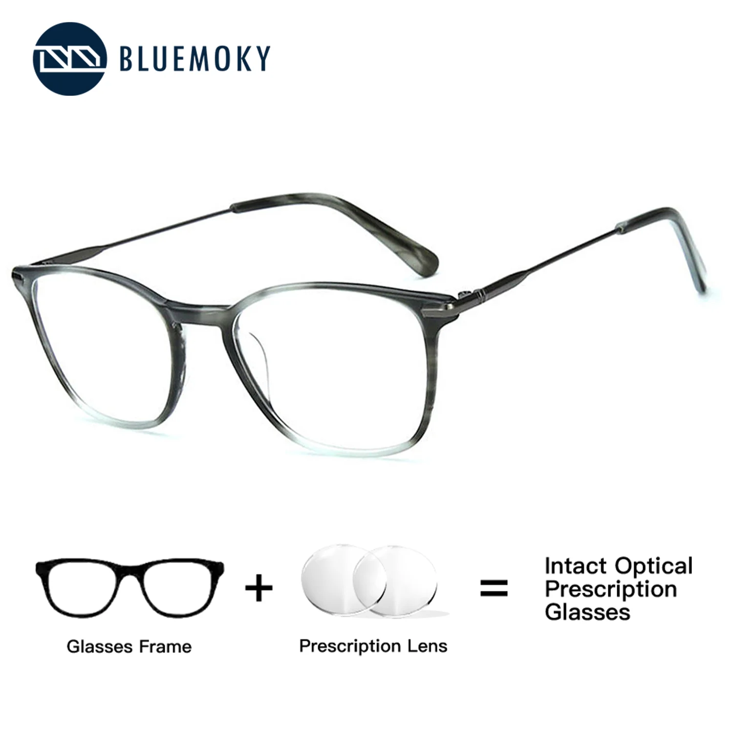 

BLUEMOKY Popular Handmade Acetate Round Prescription glasses , Women and Men Progressive Myopia ﻿Graduated Glasses