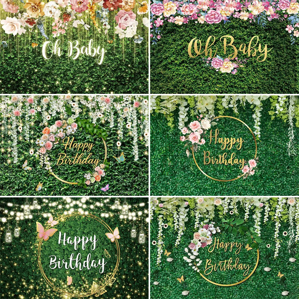 Zielony Ekran Liście Tło Kwiat Motyl Tropikalna Dżungla Liść Ściana Trawa Baby Shower Urodziny Ślub Fotografia Rekwizyt Deco