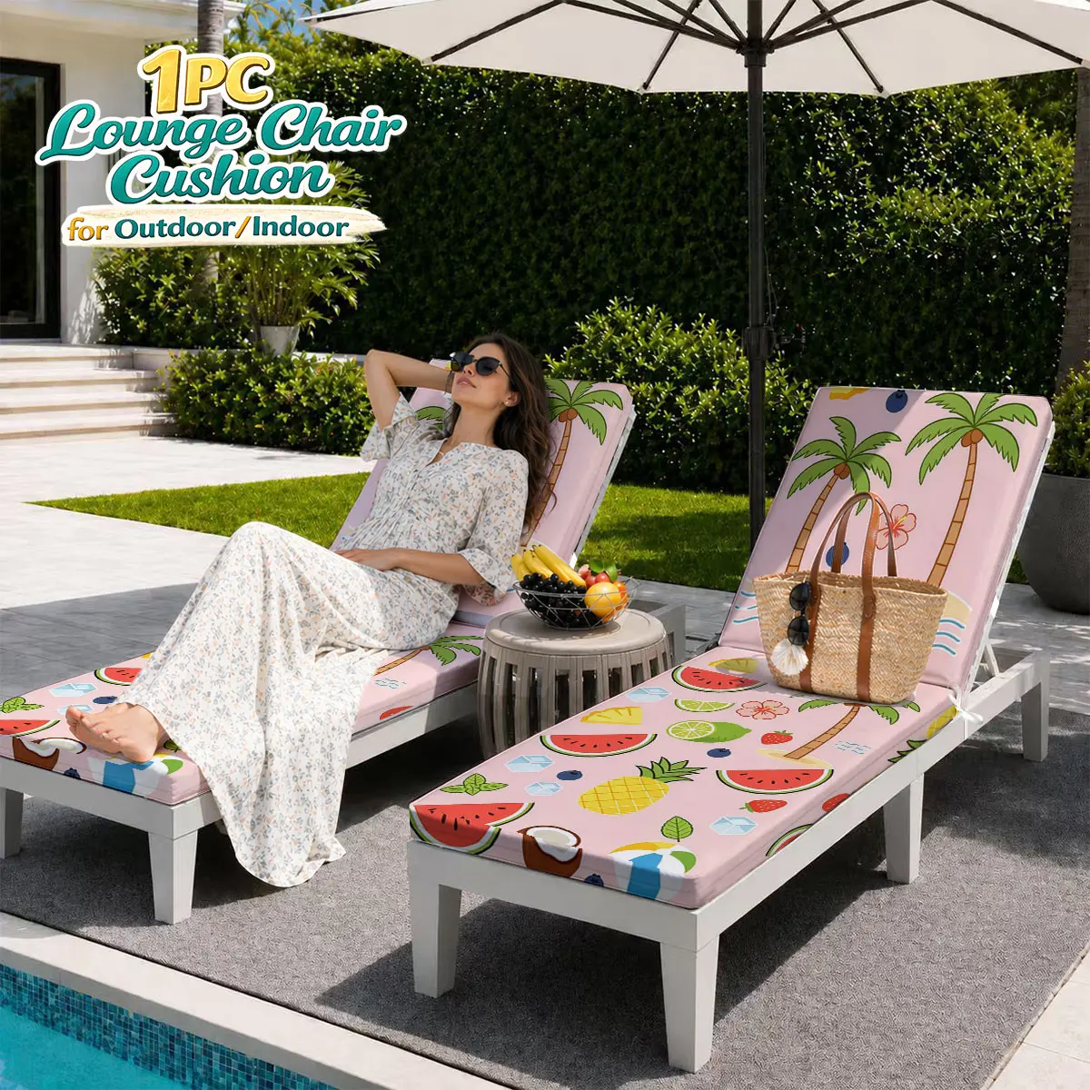 

Hawaiian Print Beach Lounger Cushion, Non-Slip for Outdoor, Soft Breathable for Indoor, Easy to Clean, Quick Drying, & Portable.