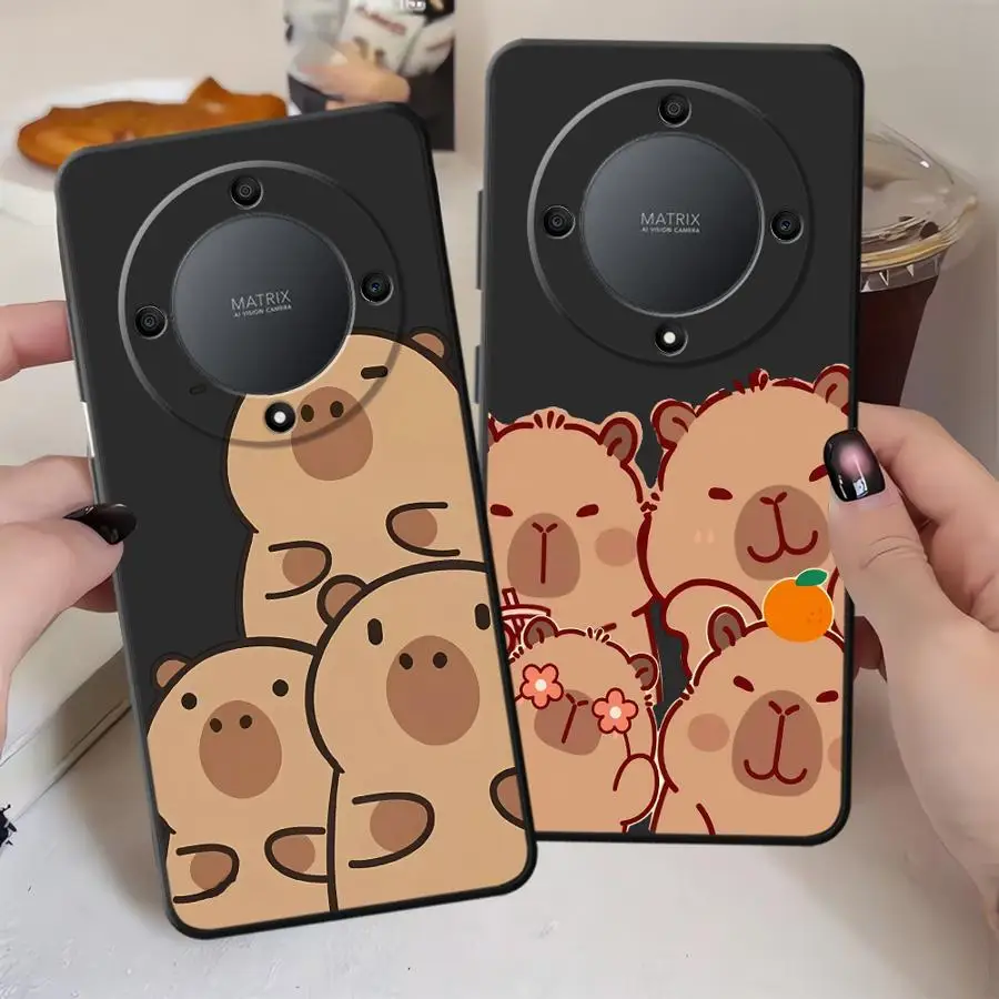 เคสสำหรับ Honor X8 X7 70 X9a X7a X9c 8X 90 Lite X9 ฝาหลังโทรศัพท์แบบนิ่ม ลายน่ารัก ตลก คาปิบารา