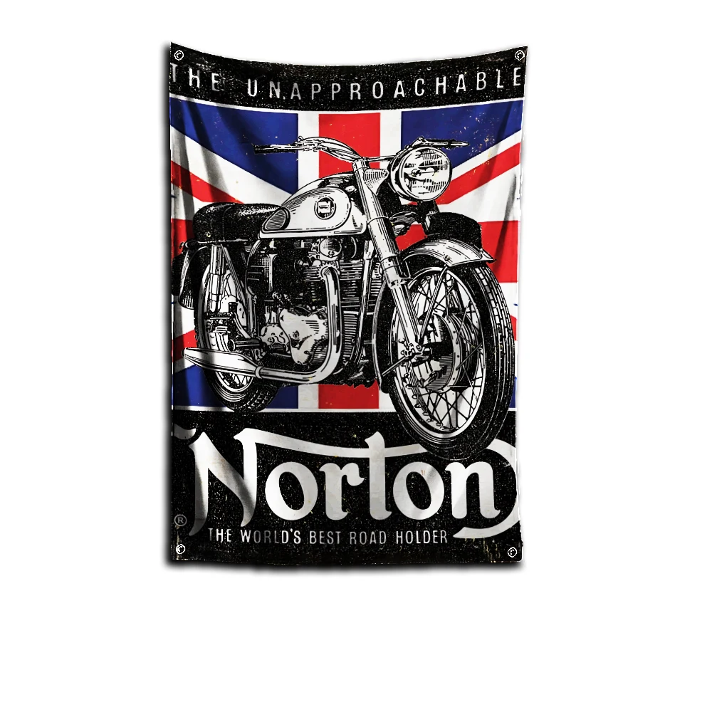 3x5 Ft Motorcycle racing Flag Polyester Digital Printing Nortons Banner for Garage Wall Out Door Decoration With Brass Grommets