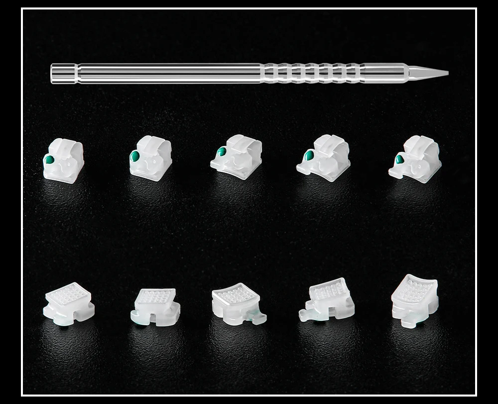 AZDENT Dental Selbstligierende Keramik-Brackets Kieferorthopädische Zahnspangen SL Clear Roth/MBT 0.022 Haken 345 mit Öffner Zahnarztwerkzeug – Detail 10