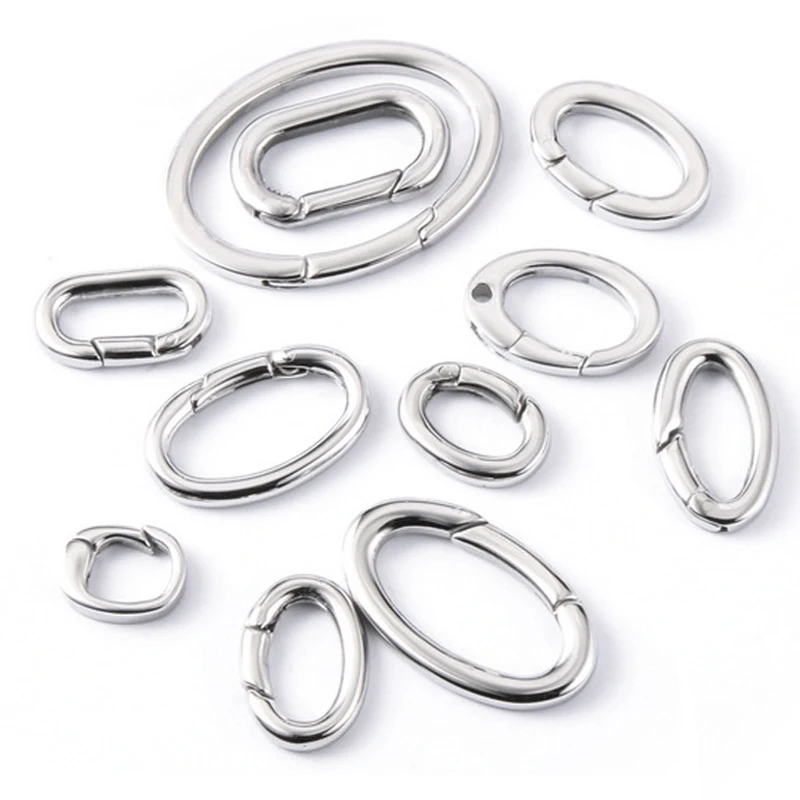 1 Pc Stainless Steel Spring Lobster Clasp Oval Clasp for Keychain Keyring Carabiner Key Holder DIY jewelry No Fade Silver Color