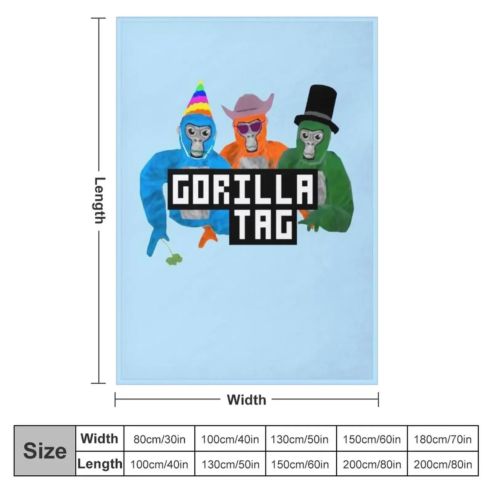 Gorilla Tag Party Hat Gorilla Tag Merch Men Women Shirt Boy Girl Young Shirt Hoodie Long Sleeve Sweatshirt Throw Blanket