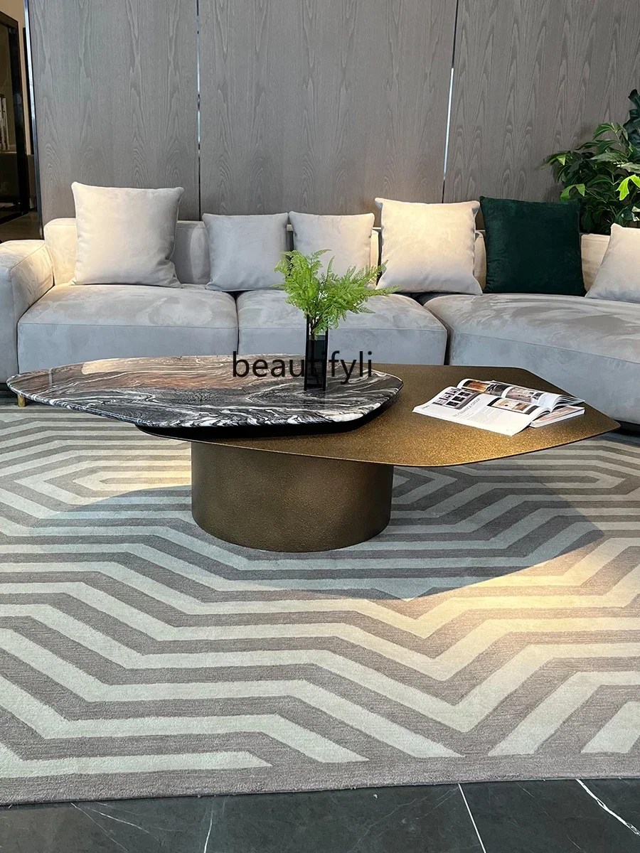 X A15 Italian-Style Light Luxury 360 ° Rotating Marble Coffee Table Living Room Modern High Sense Tea Table Home